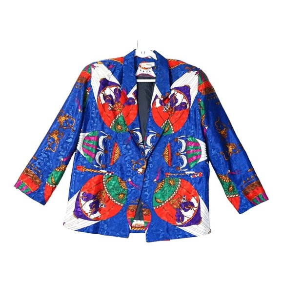 Vintage Blazer Baroque HotAirBalloon Cherub Silky HermesStyle Adult Unisex - Picture 1 of 6